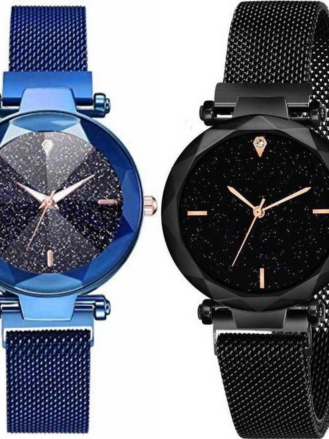 SZN Set Of 2 Men Stainless Steel Dial & Straps Analogue Watches MEG BLUE&MEG BLK