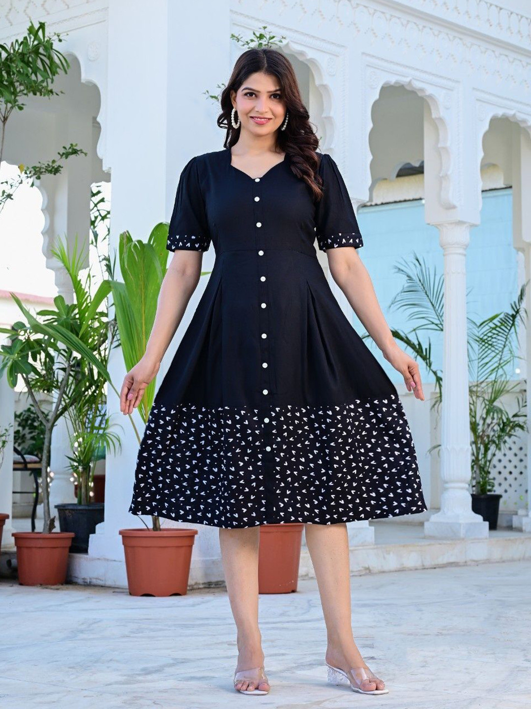 Sadhnazon Print Fit & Flare Dress