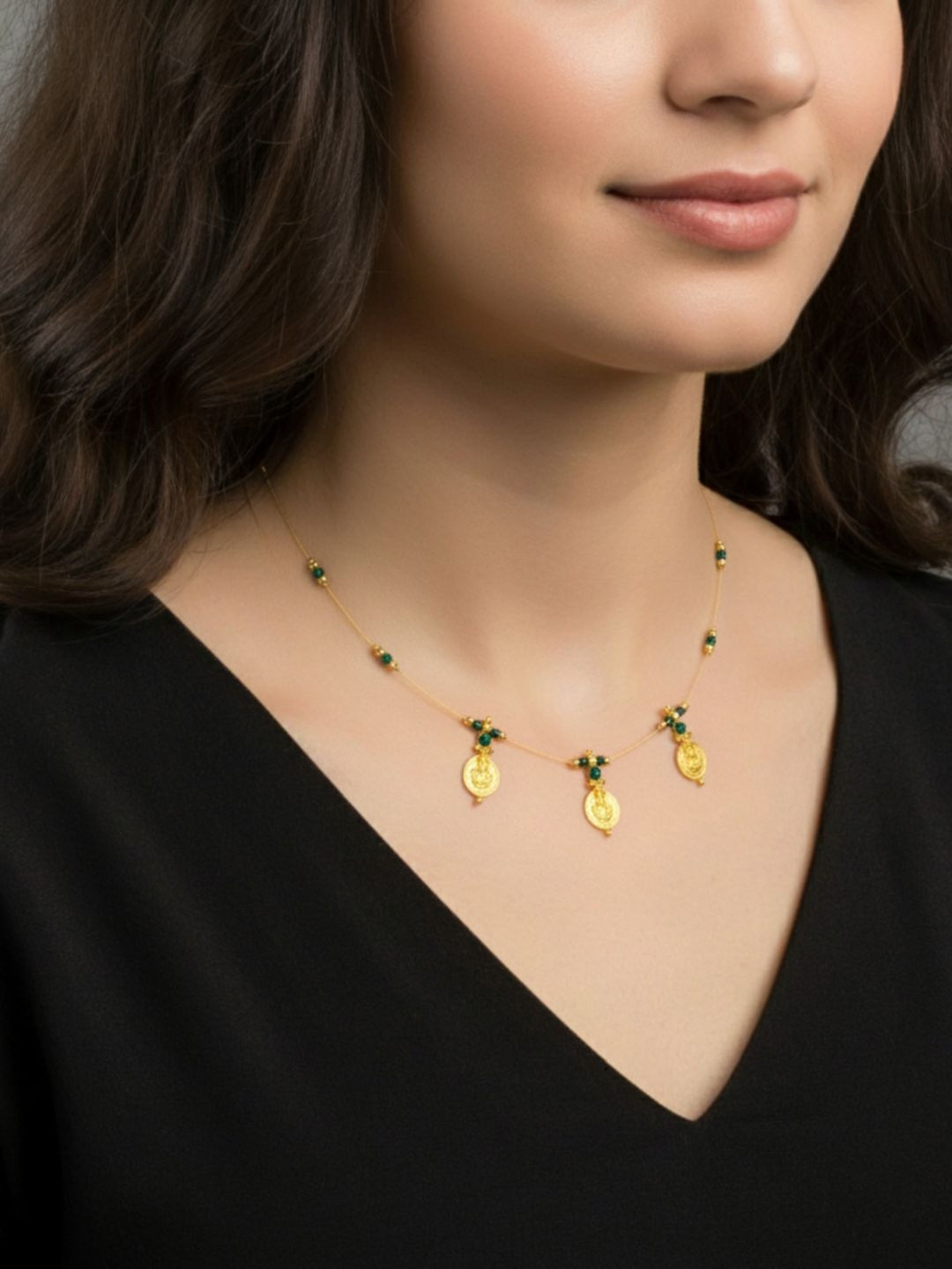 Anouk Gold-Plated Artificial Beaded Statement Temple Necklace