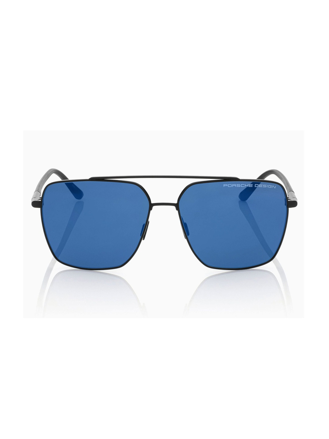 PORSCHE DESIGN Men Blue Lens & Black Aviator Sunglasses with