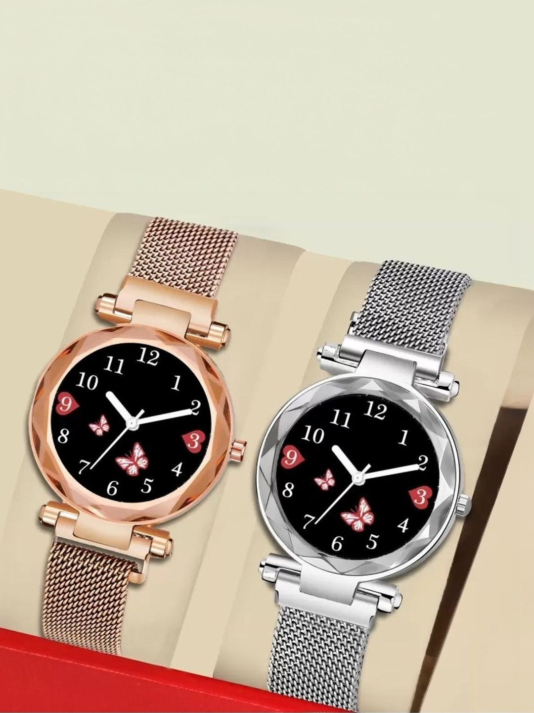 SZN Women Dial & Straps Analogue Watch Flower Mag Gold&Silver
