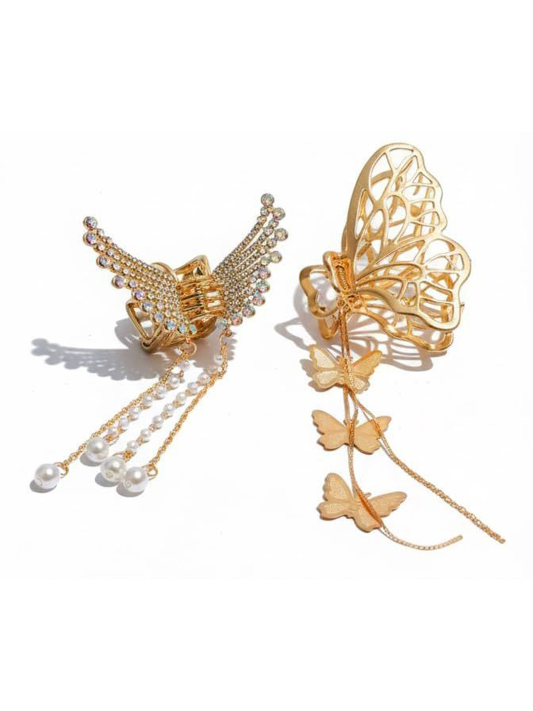 Watch junction Women Set of 2 B-Butterfly and Butterfly Golder Claw Clip