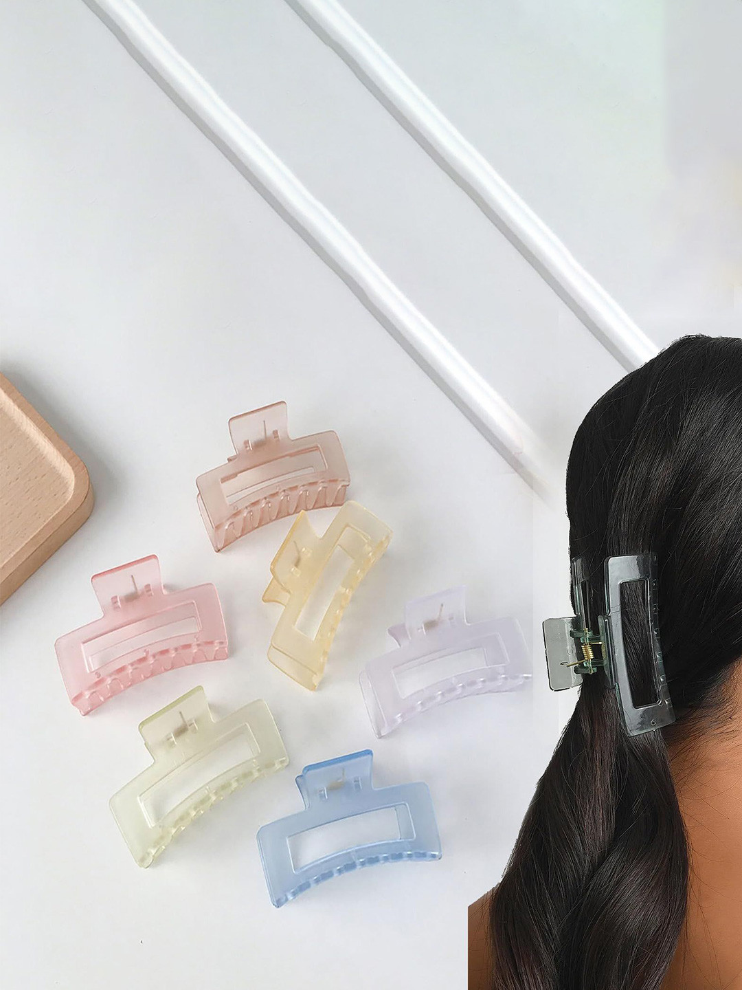 Watch junction Women Set Of 6 Transparent Clutchers Claw Clip