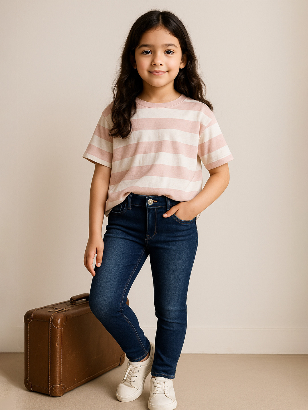 TALES & STORIES Girls Blue Slim Fit Mid-Rise Light Fade Stretchable Denim Jeans