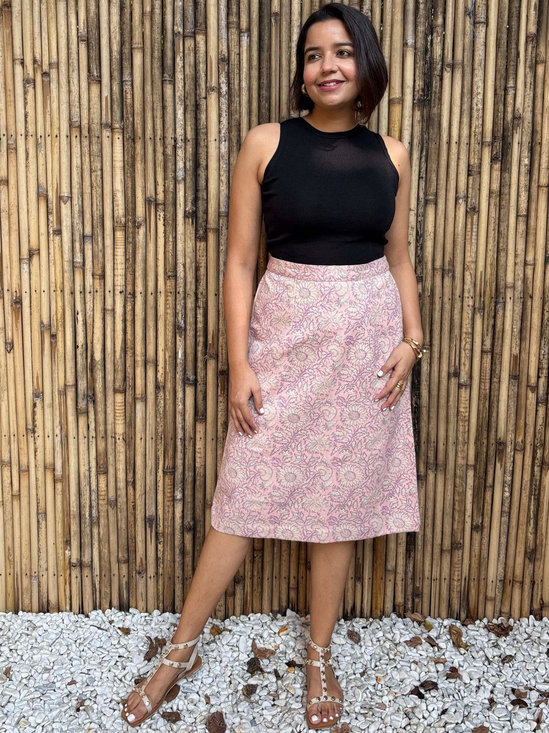 Label Tanvee Straight Midi Knee Length Skirt
