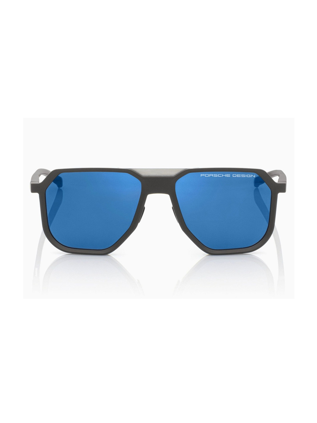 PORSCHE DESIGN Men Blue Lens & Black Aviator Sunglasses with