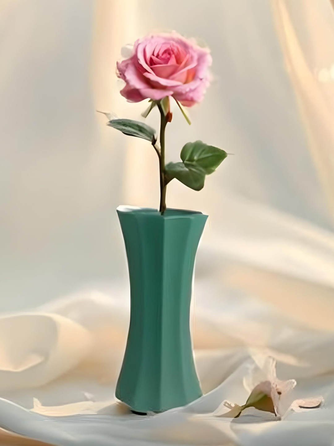 LASAKI Vanya Blue Textured Ceramic Flower Vase