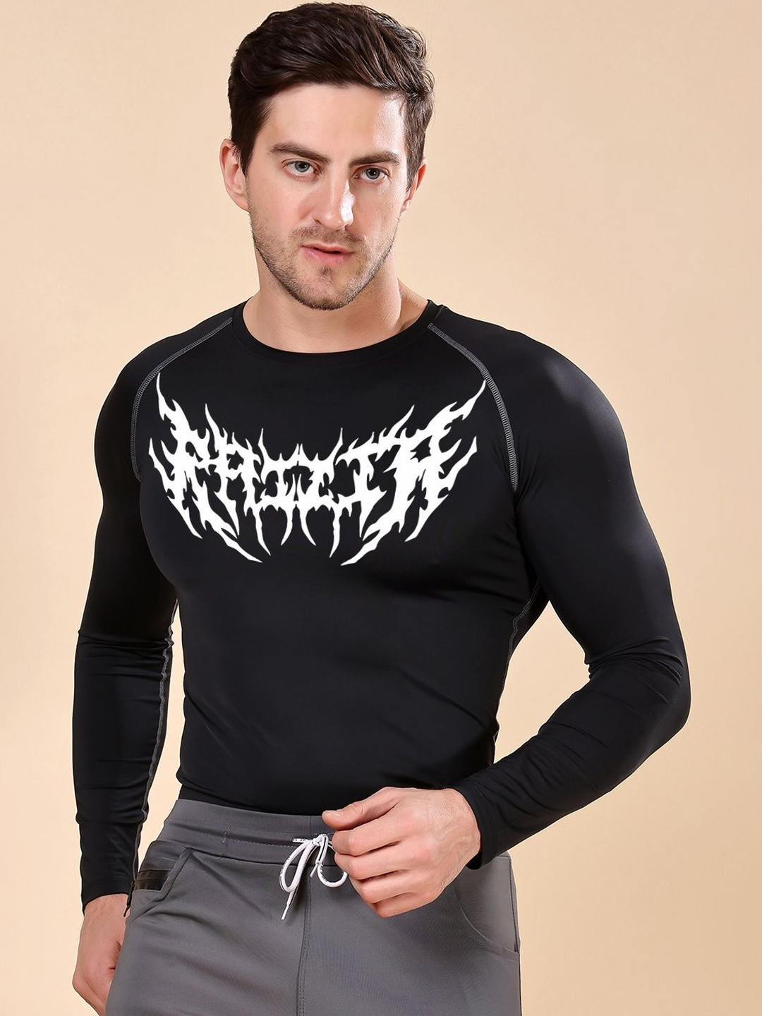 Friskers Poly Spendex Printed Compression Sports T-shirt