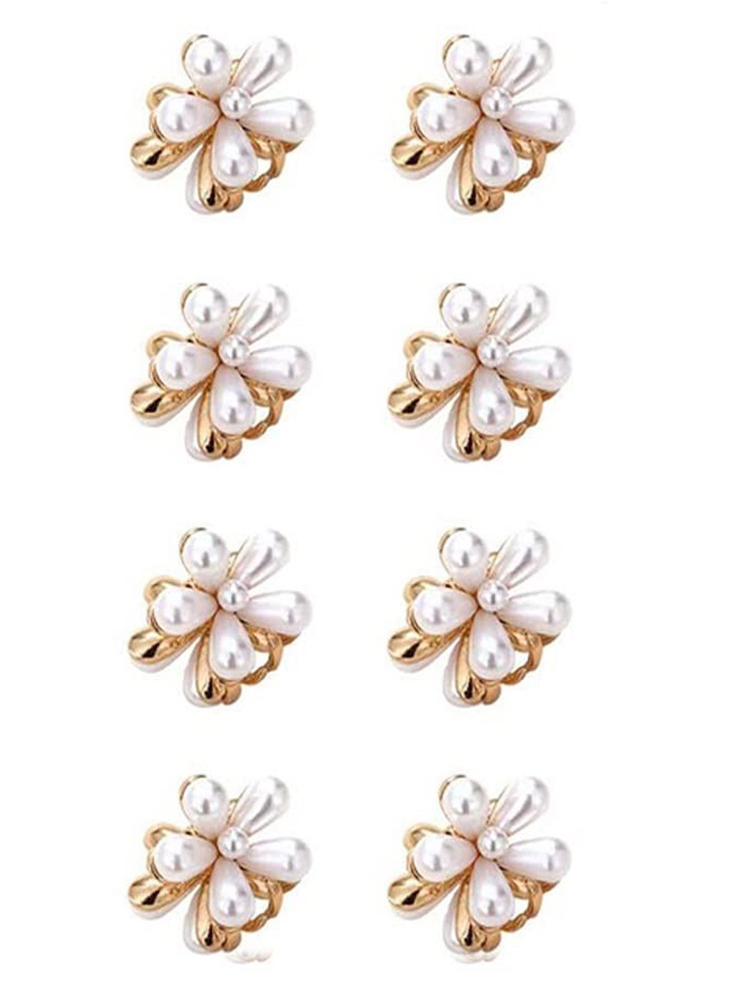 badodiya's Women Set of 8 Peals With Alloy Claw Clip