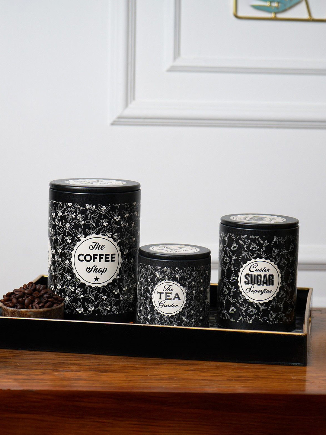 MARKET99 Black 2025 Metal Hand-Painted Canister Container