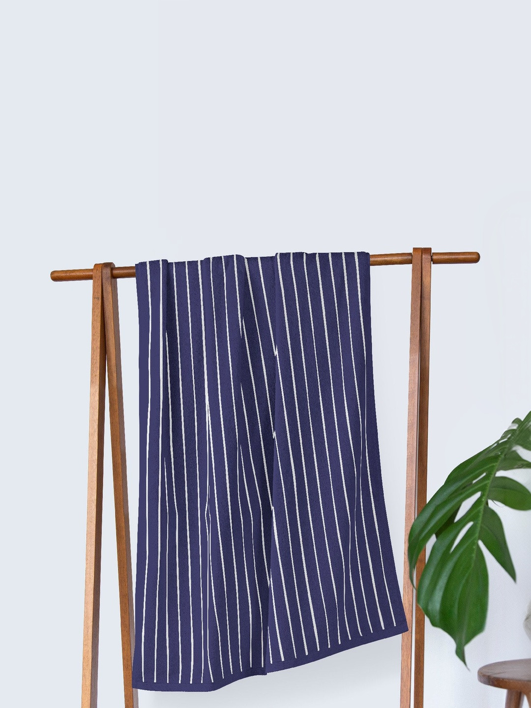 Himeya Blue Pin Striped Cotton 350 GSM Bath Towel