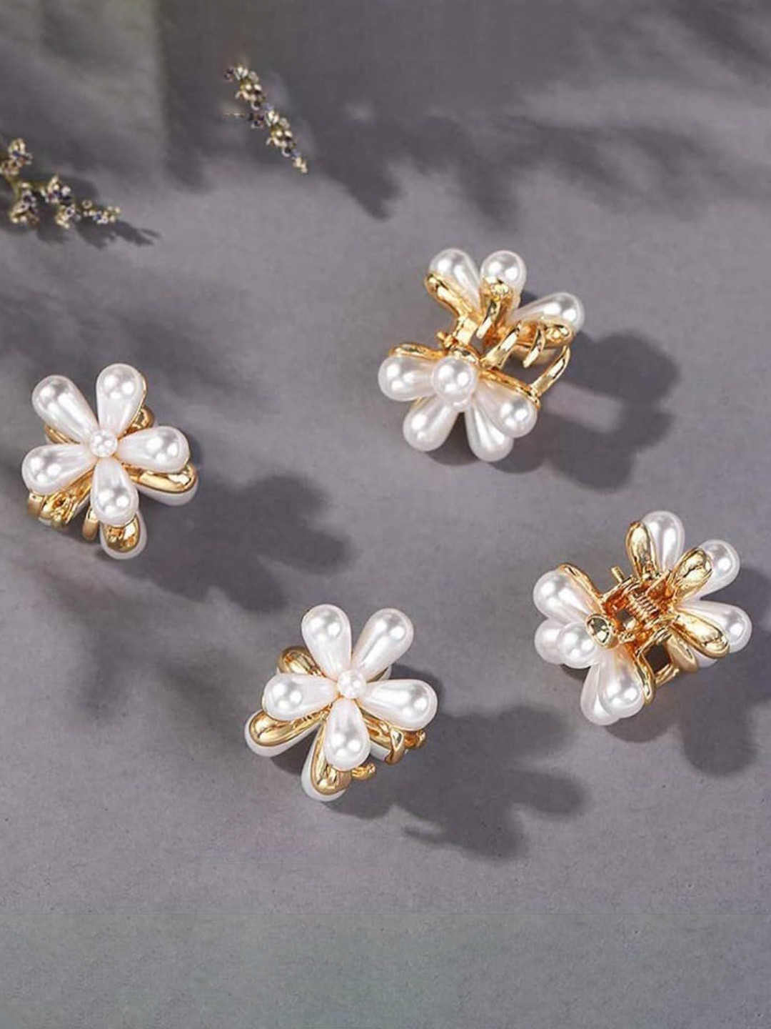 Watch junction Women pack of 8 Pearls Embellished Claw Clip