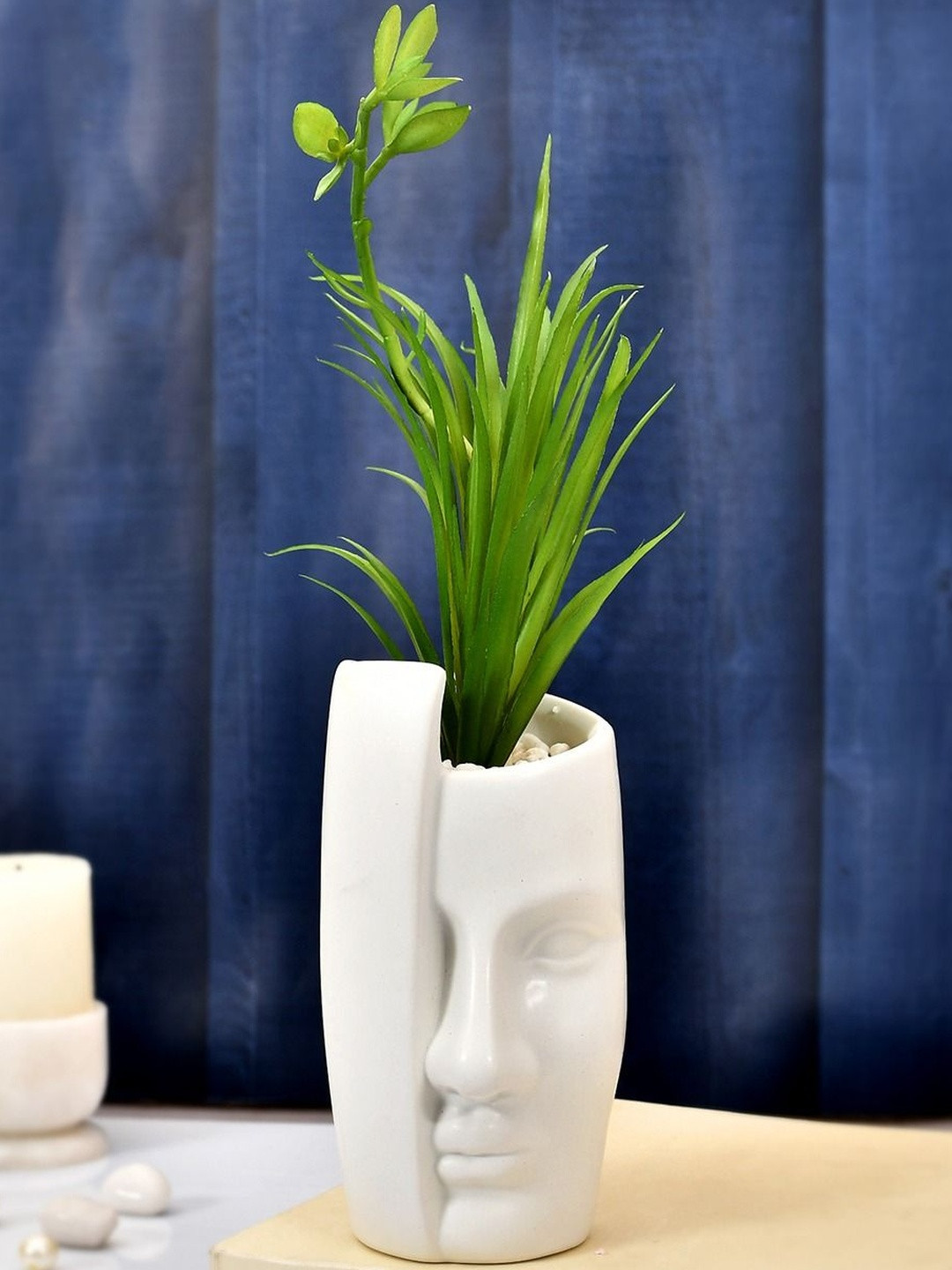 Myntra Elegant Homes White & Green Oasis Artificial Plant With Pot