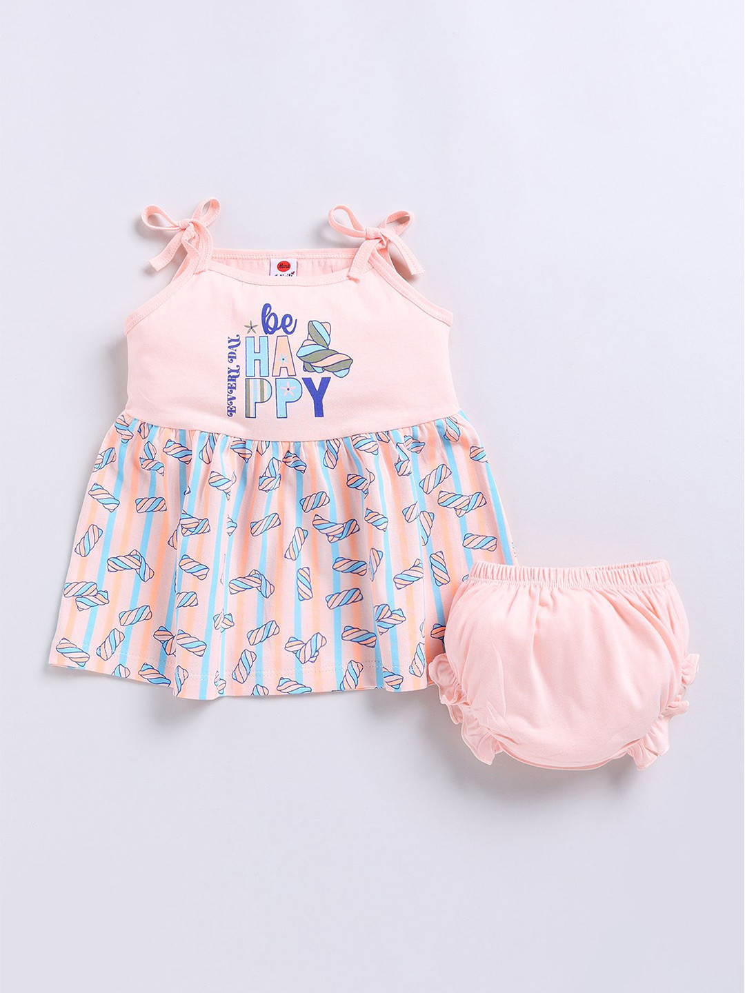 Mars Infiniti Girls Printed Cotton Sleeveless Fit and Flare Frock with Panty