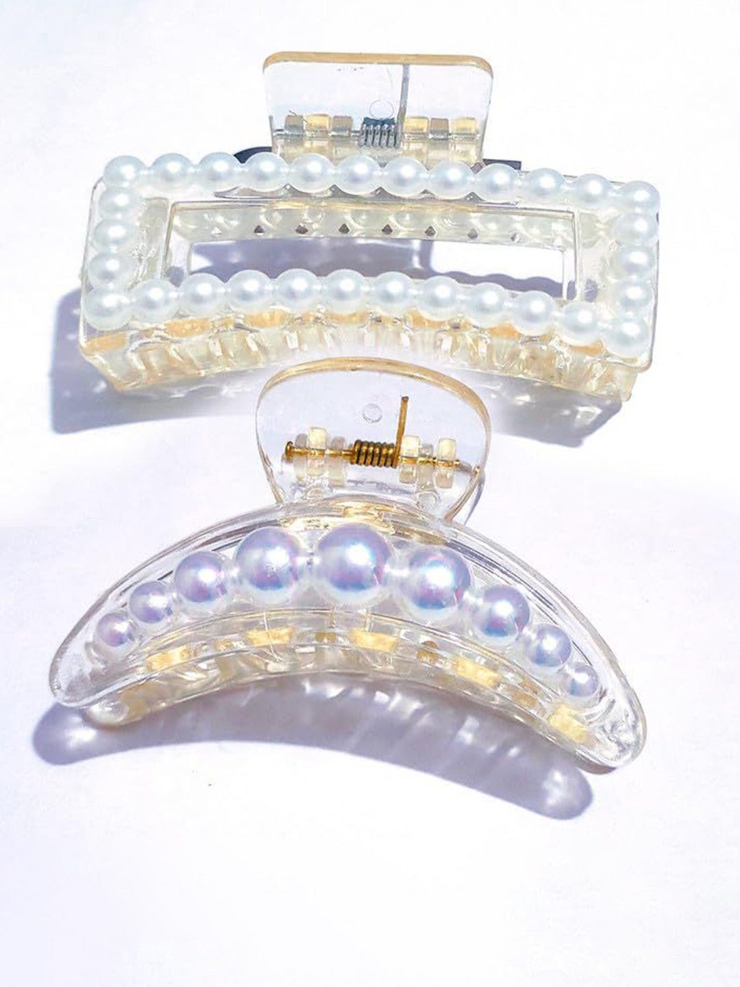 BEAUTY GIRLS Women Set of 2 Rectangular and Half Moon Shape Claw Clip