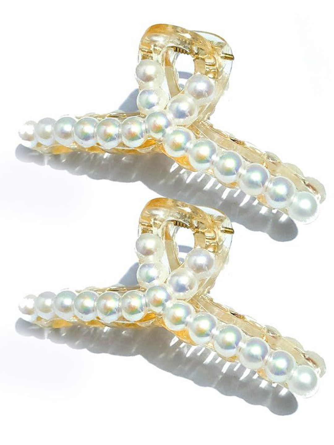 DailyObjects Women Set of 2 T-shape Pearls Claw Clip Hair Accessory