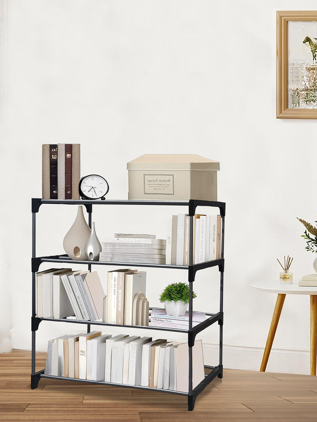 Urban Choice Silver-Toned 4 Layer Metal Book Shelf