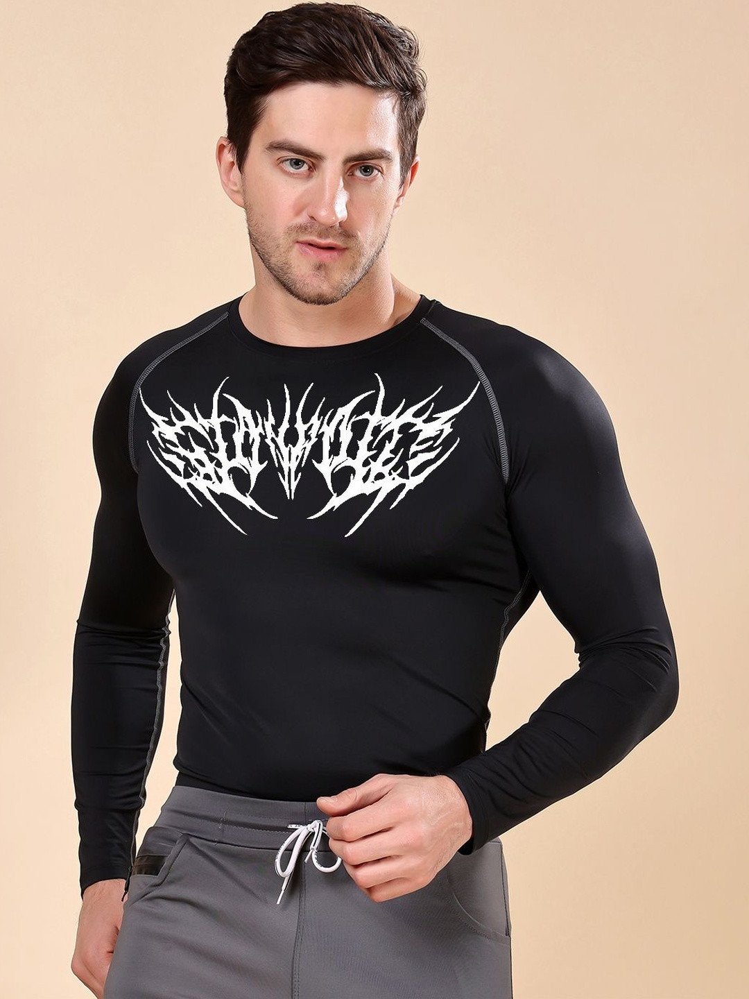 Friskers Printed Gym Compression T-shirt