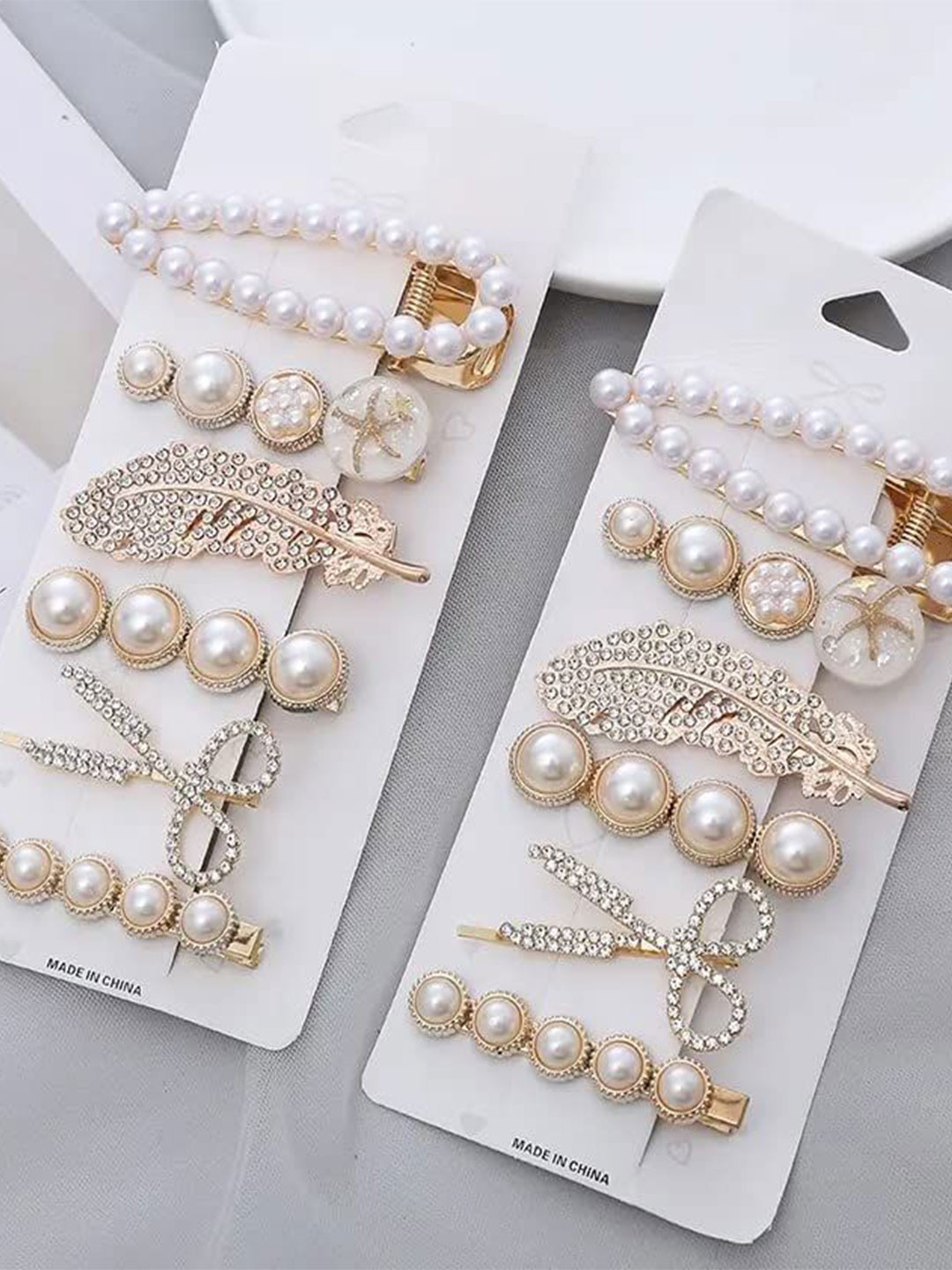 SH FSN Women Set Of 12 Beaded Tic Tac Hair Clip