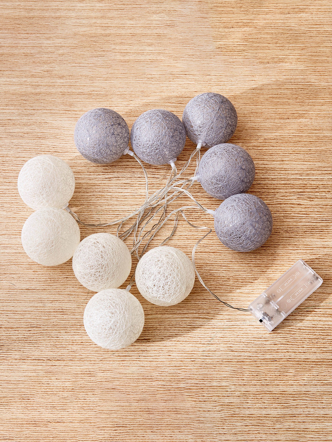 Home Centre Serena White & Grey 10 Pieces Glass Bulb Shaped String Lights