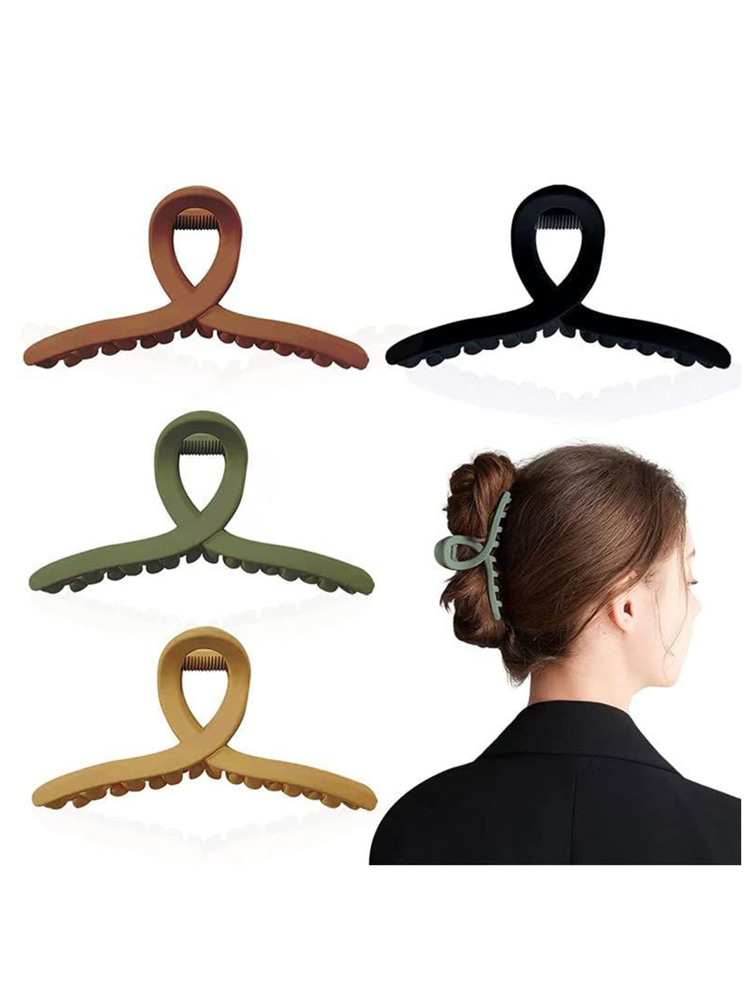 Nayakk Women Set Of 4 Matt Finished T-shapes Hair Claw Clip