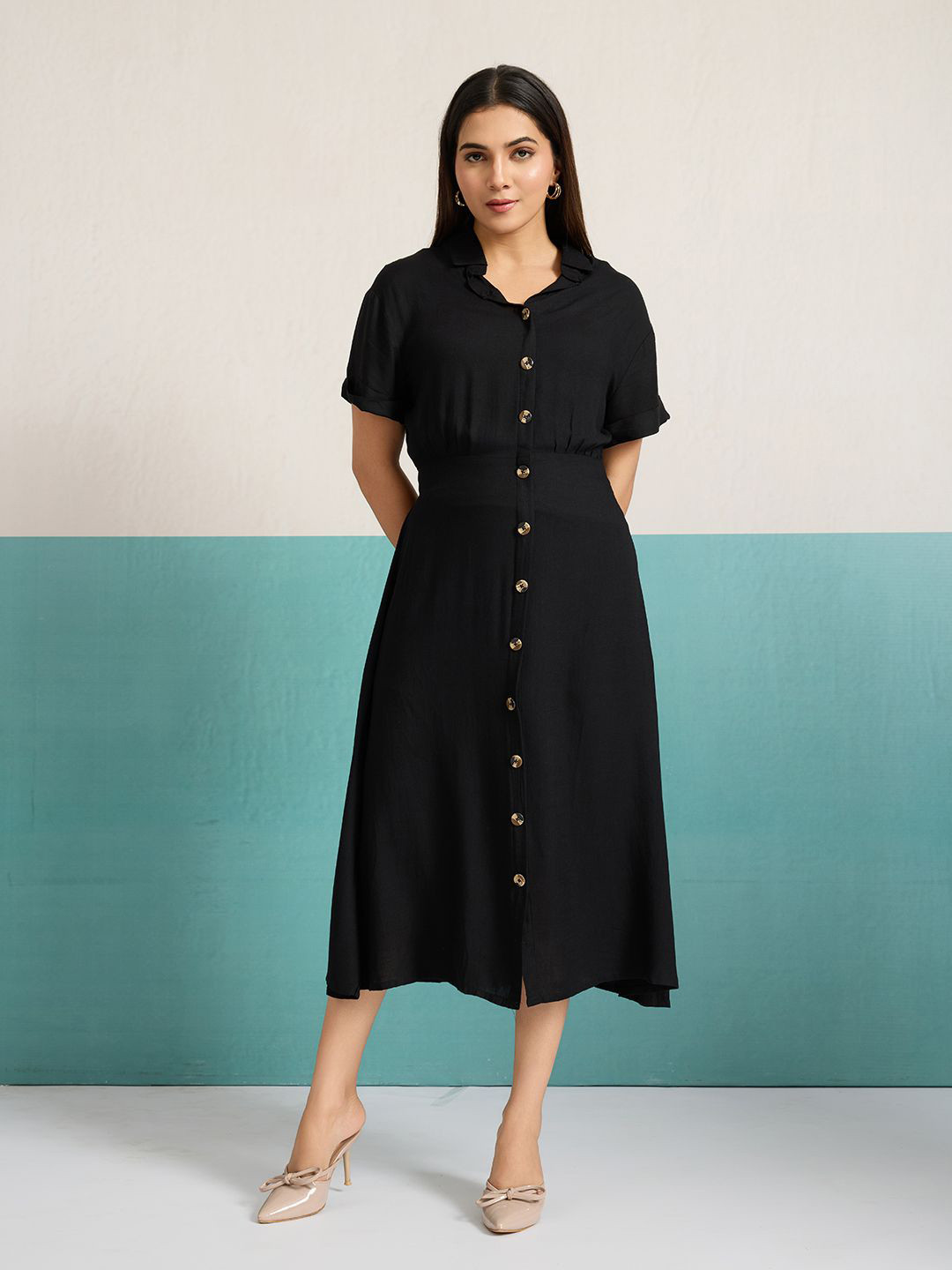 P D Silk Mills A-Line Midi Dress