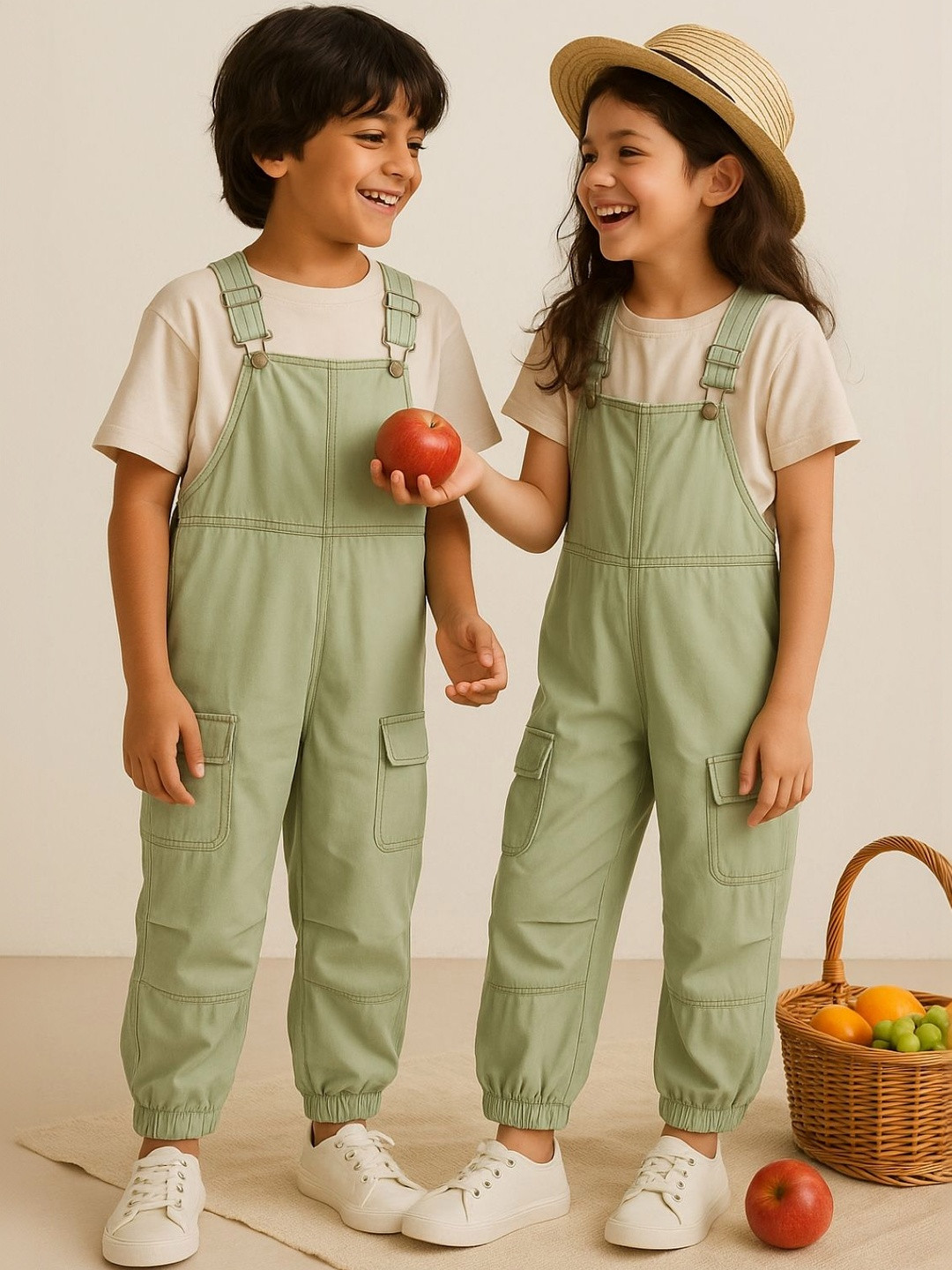 TALES & STORIES Kids Straight Leg Shoulder Straps Dungaree