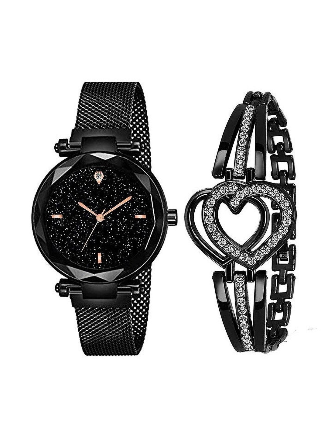 SZN Women Dial & Straps Analogue Watch Meg black&BH Bracelet
