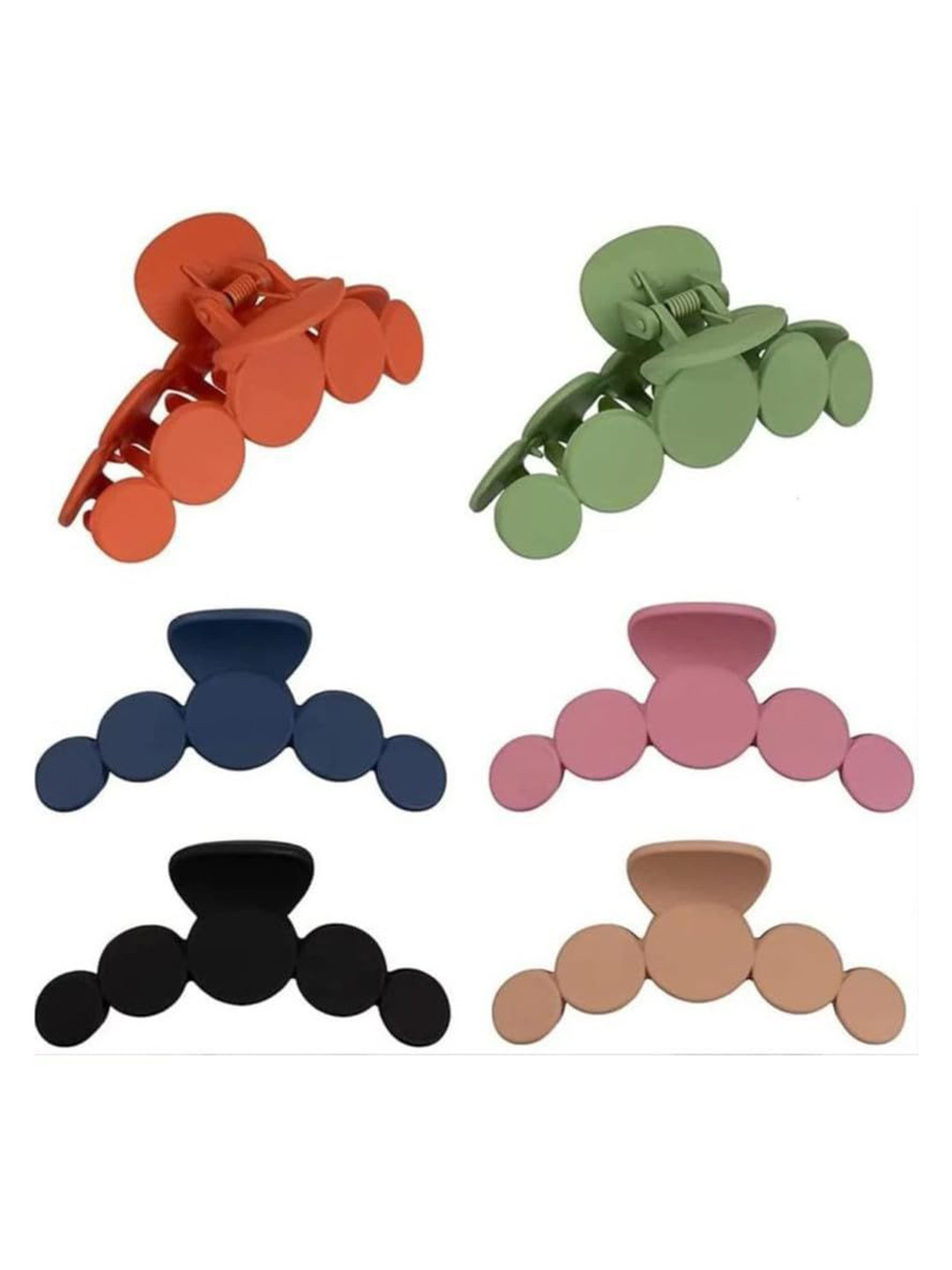 badodiya's Women Set of 6 Matt and Bubbles shape Claw Clip