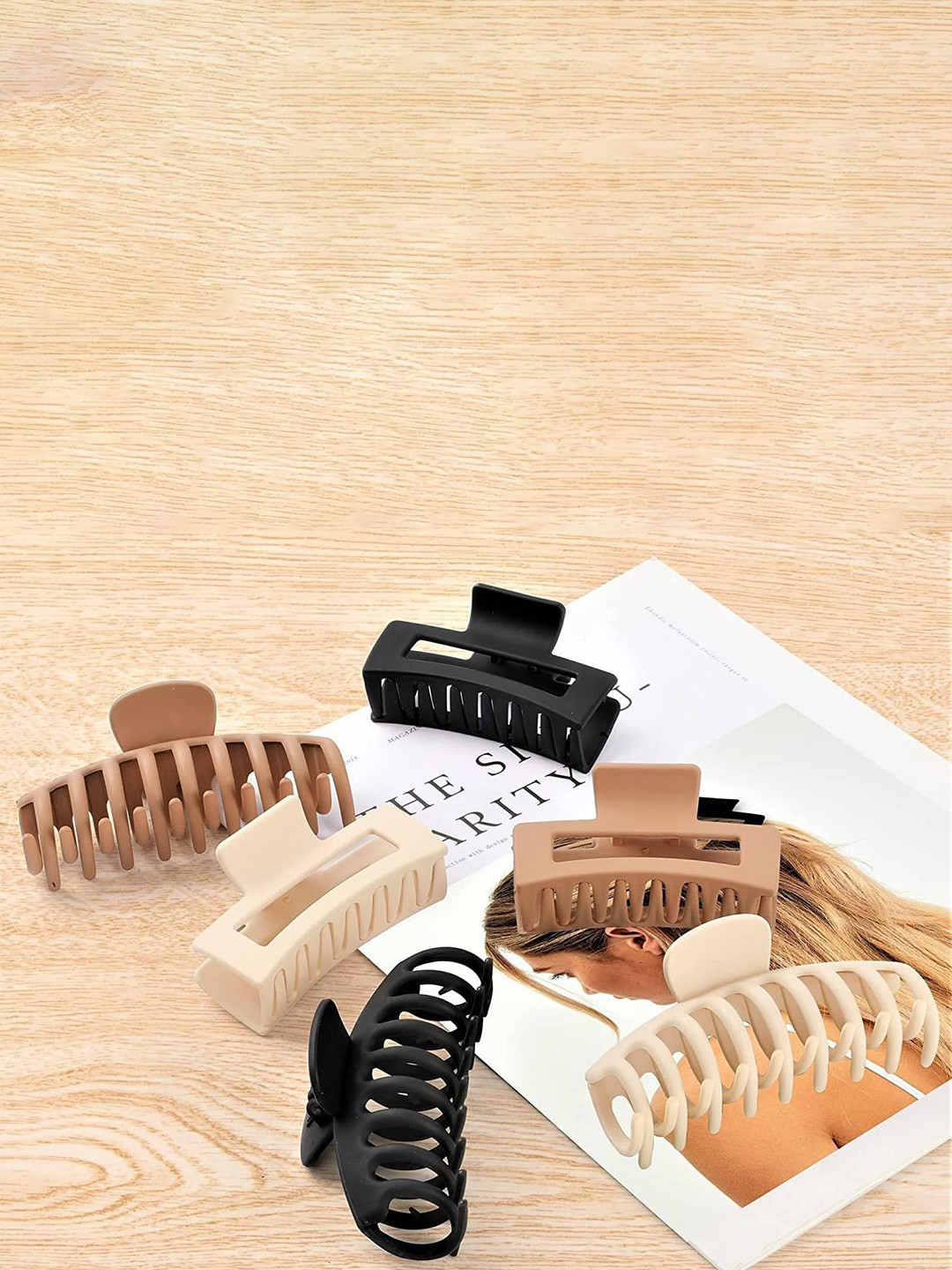 badodiya's Women Set of 6 Matt Hair Plastic Claw Clip