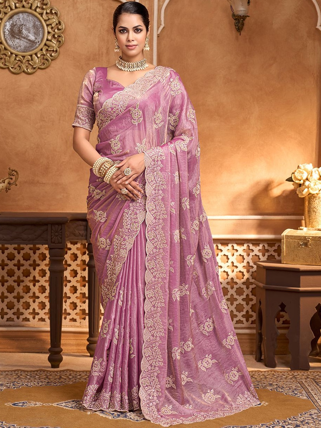 Arron Creats Embellished Embroidered Heavy Work Banarasi Saree