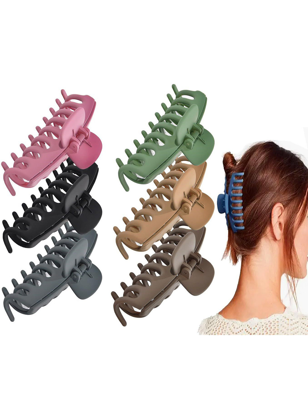 Nayakk Women Comb Shape Matt finished Set of 6 Claw Clip