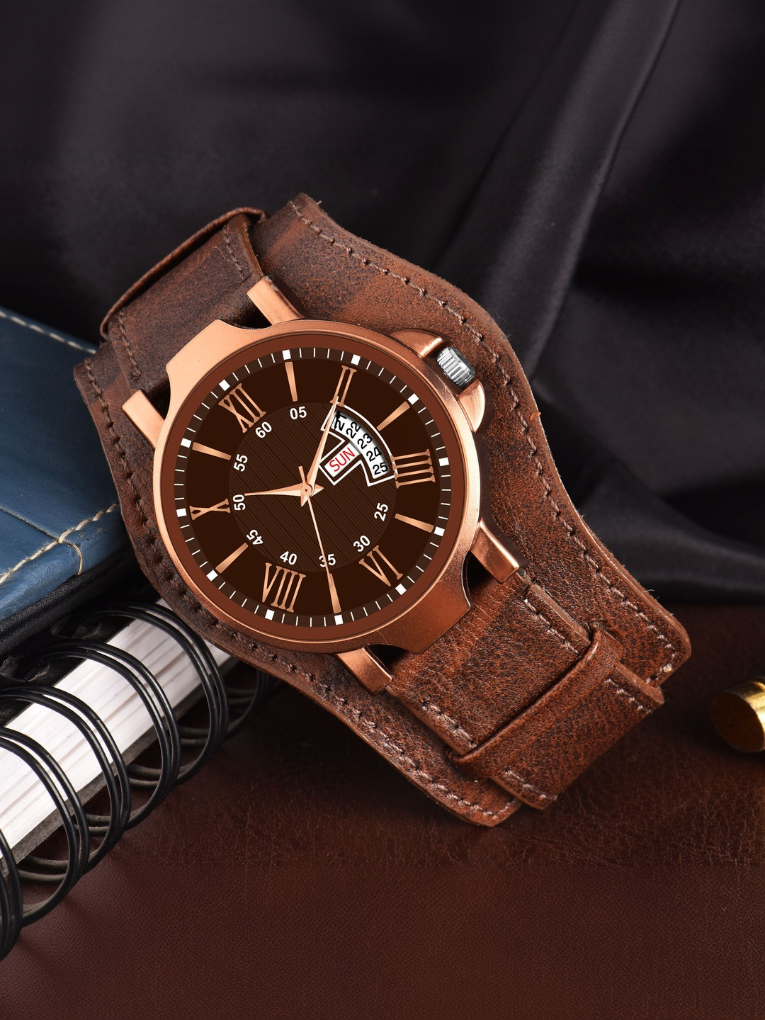 SZN Men Dial & Leather Straps Analogue Watch Jumbo DD BrownSZN33300558