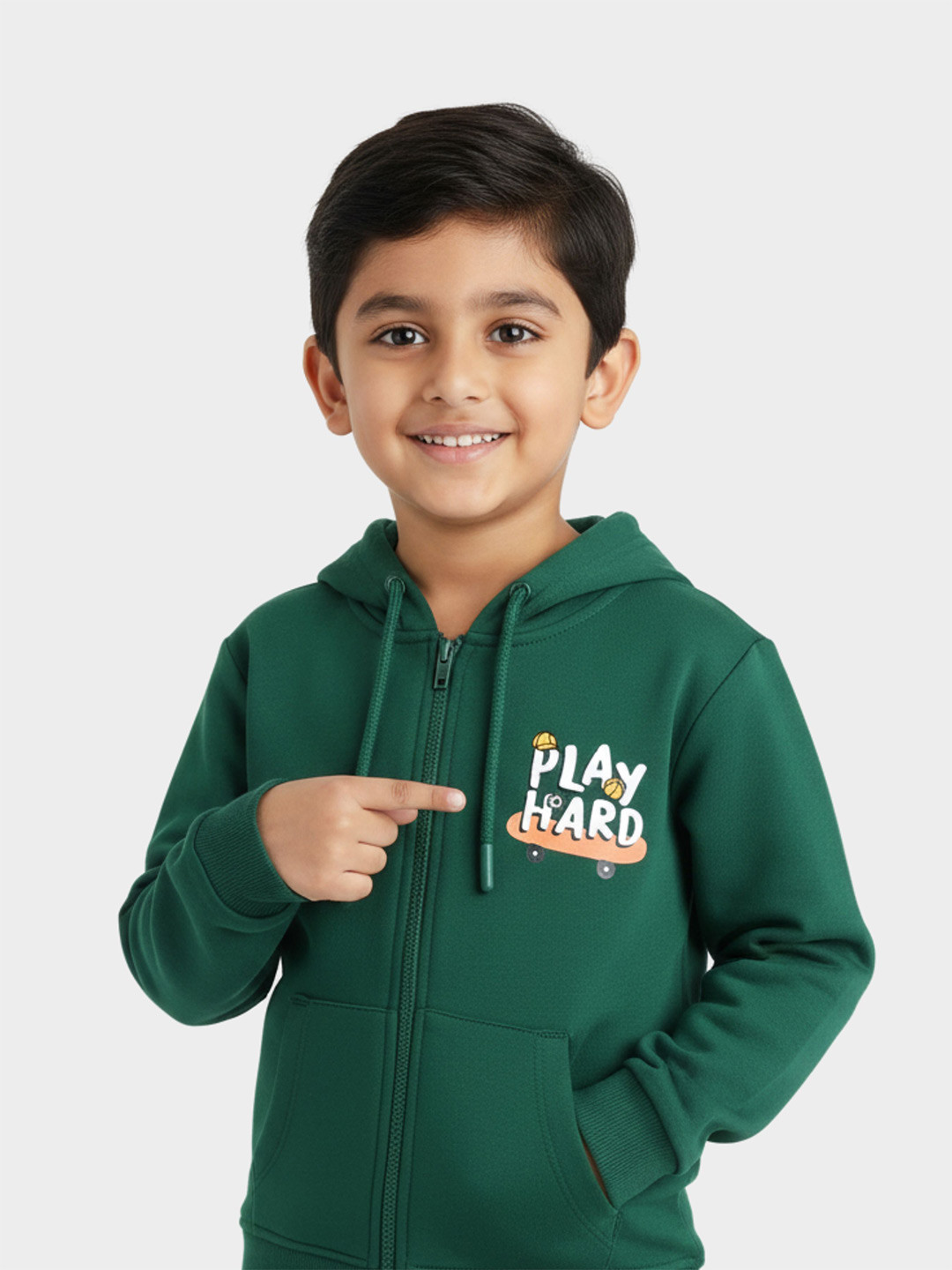 Orange Sugar Kids Unisex Printed Front-Open Long Sleeves Fleece Hoodie