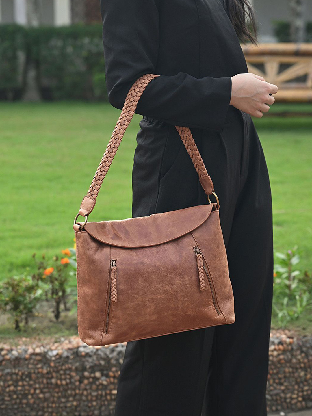 Anuschka Leather Shoulder Bag with Tasselled