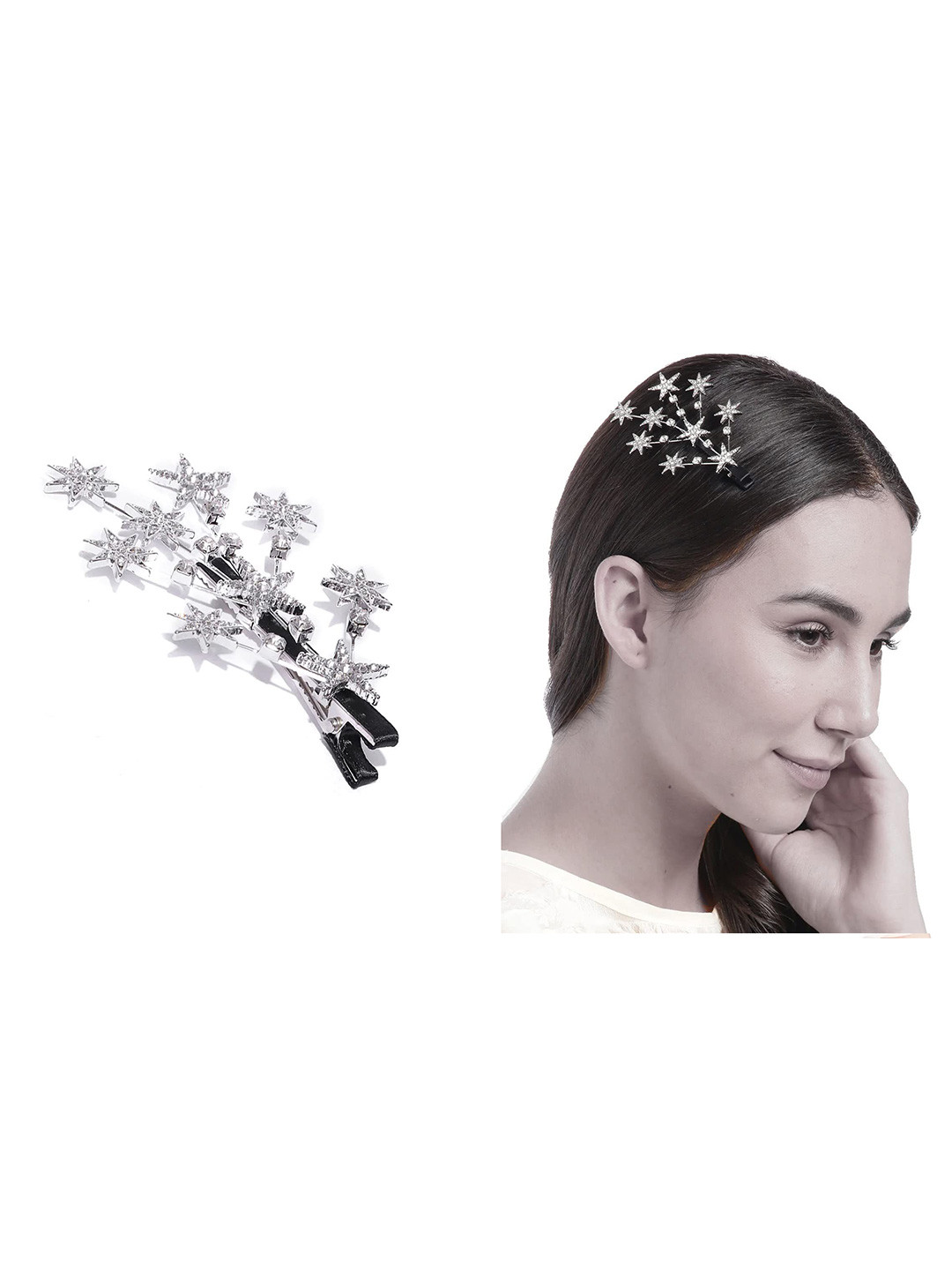 MADHAVWATCH Women Five Star Pointed Embellished Alligator Hair Clip