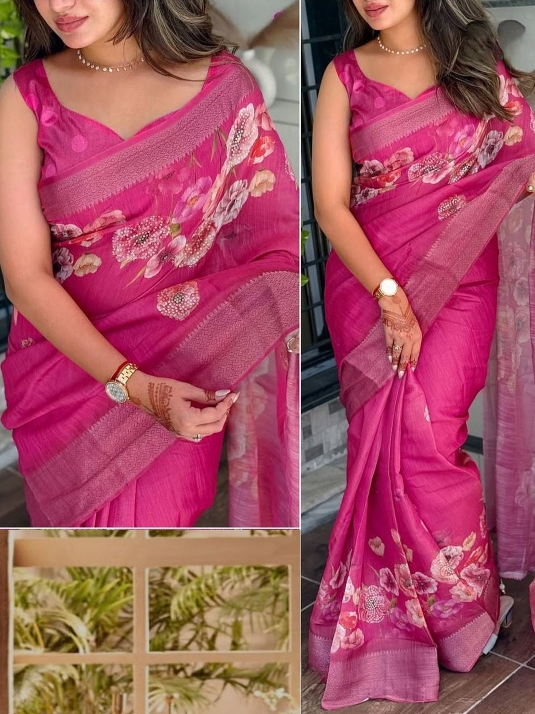 sky spirit Floral Half and Half Saree