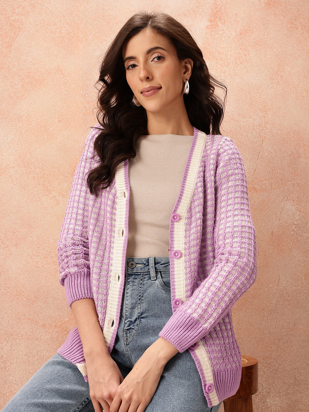 all about you Self-Checked Cardigan