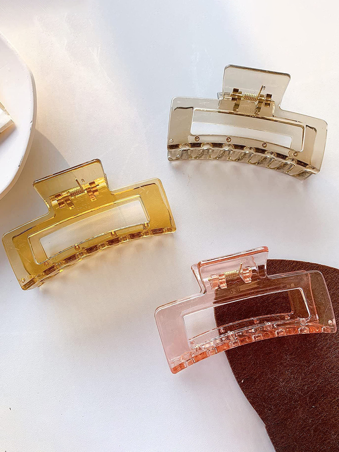 Watch junction Women Set of 6 Chrome Finished Transparent Claw Clip