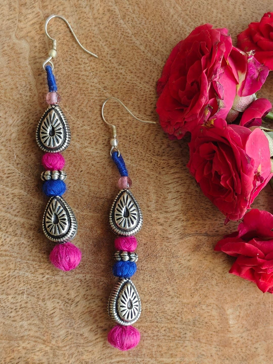 Weaves of Tradition Teardrop Shaped Drop Earrings