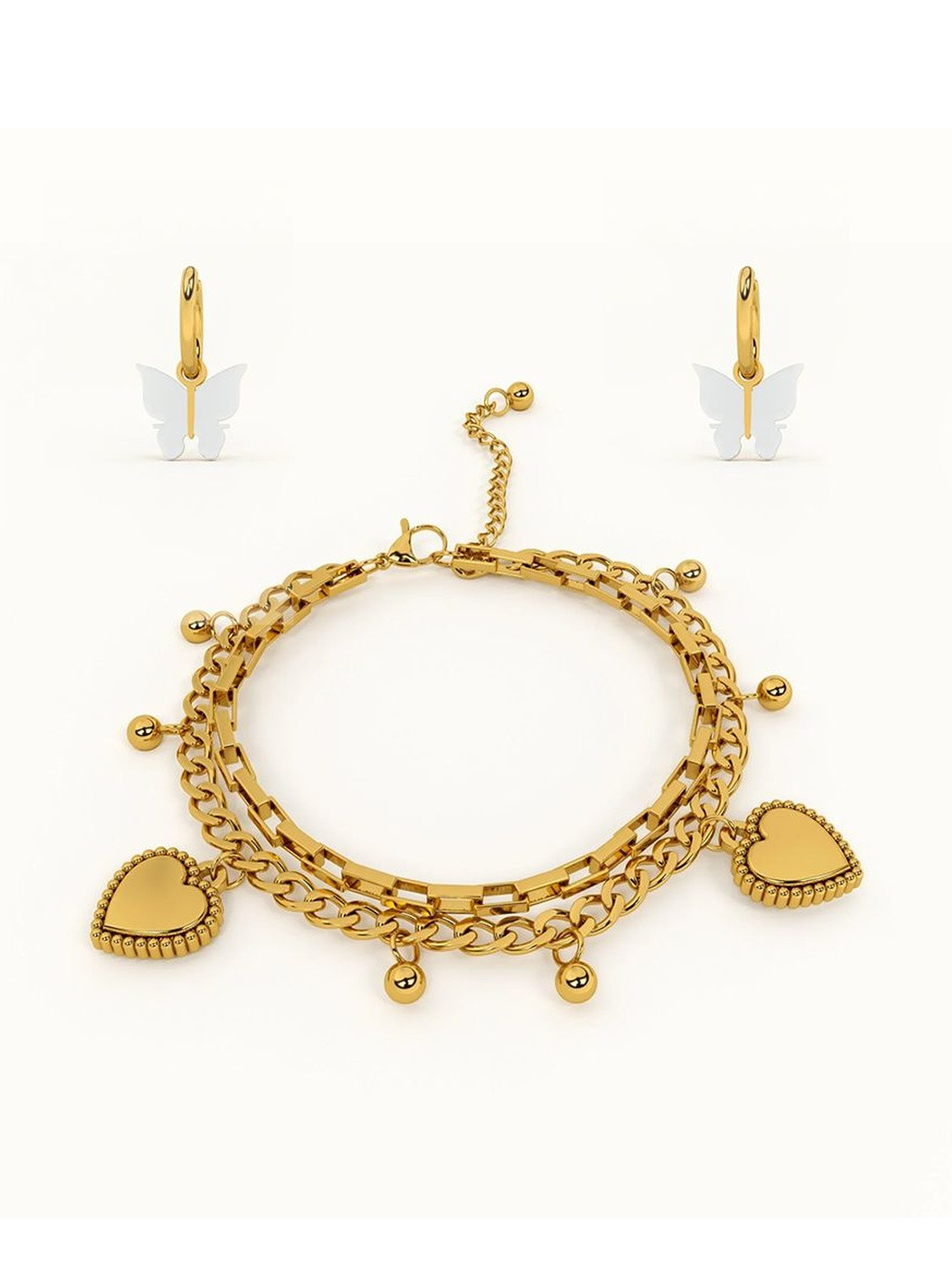 PALMONAS Stainless Steel 18K Gold-Plated Jewellery Set