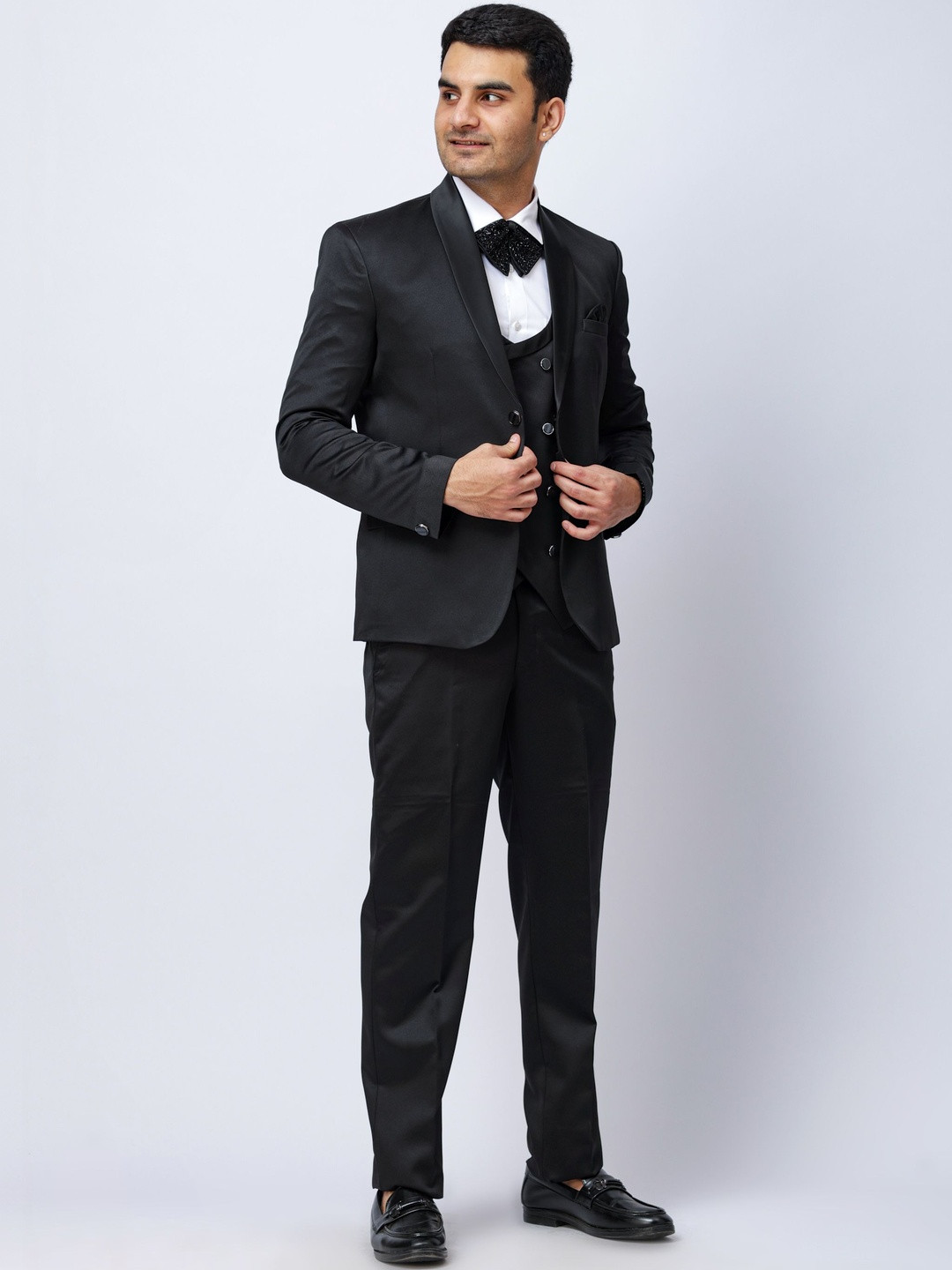 Aesthelia Cotton Single-Breasted Notched Lapel Three Piece Suits