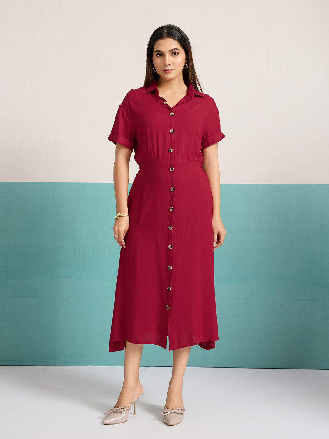 P D Silk Mills A-Line Midi Dress