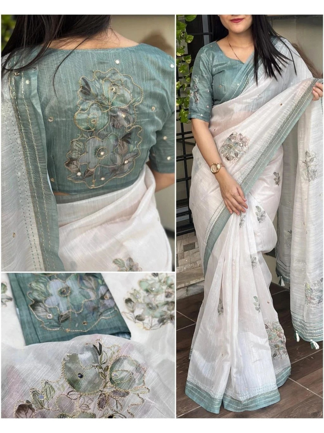 Polo Class Floral Embroidered Saree