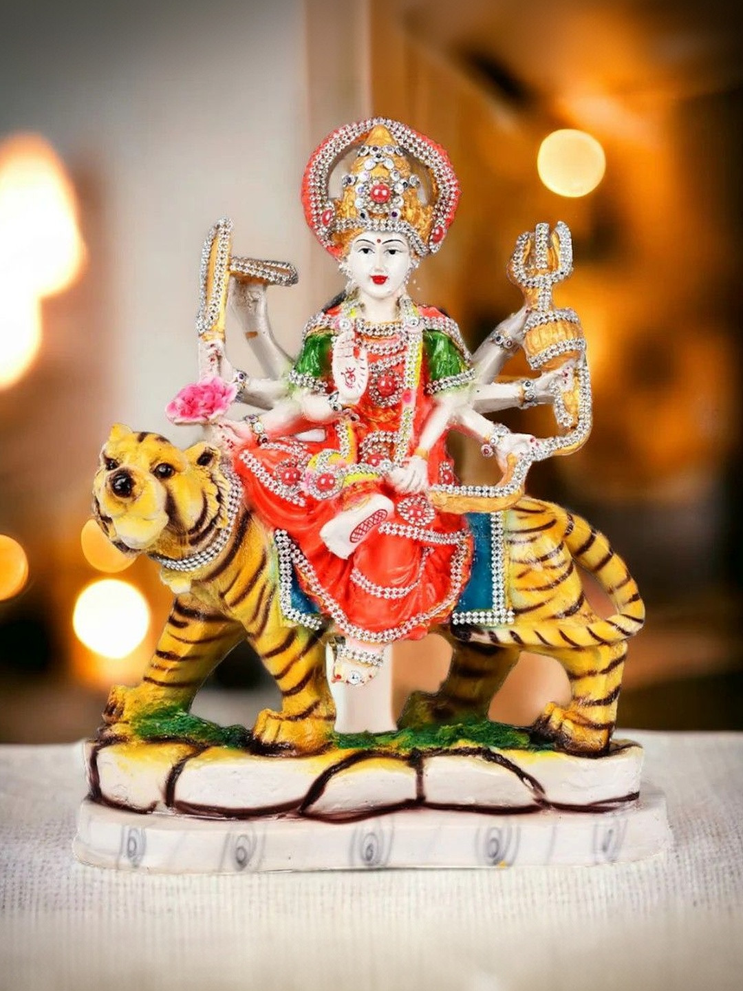 THREADVIBE LIVING Durga Maa Resin Religious Figurine Showpiece