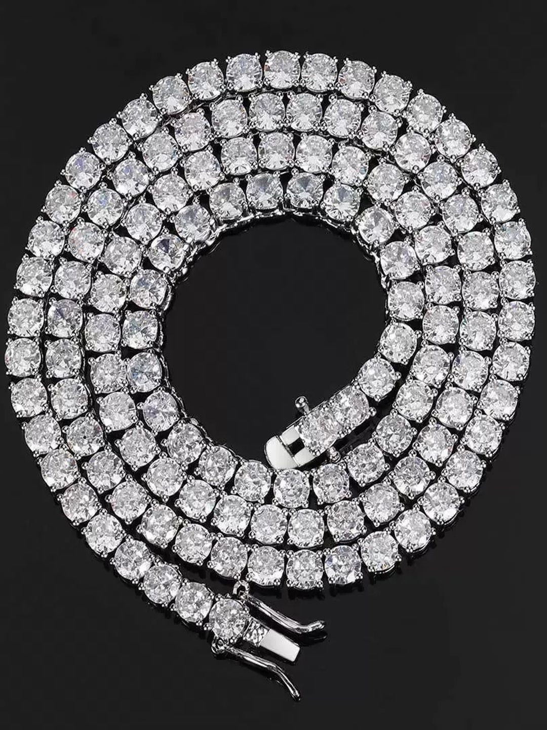 FIMBUL Silver-Plated Iced Out Round Cubic Zirconia-Studded Necklace