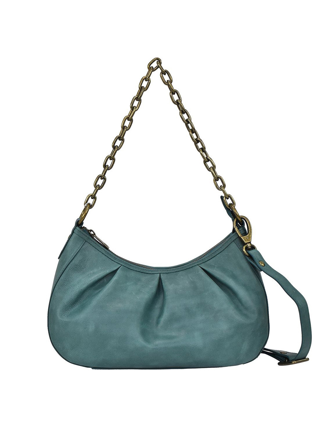 Anuschka Detachable Sling Strap One Handle Leather Half Moon Hobo Bag