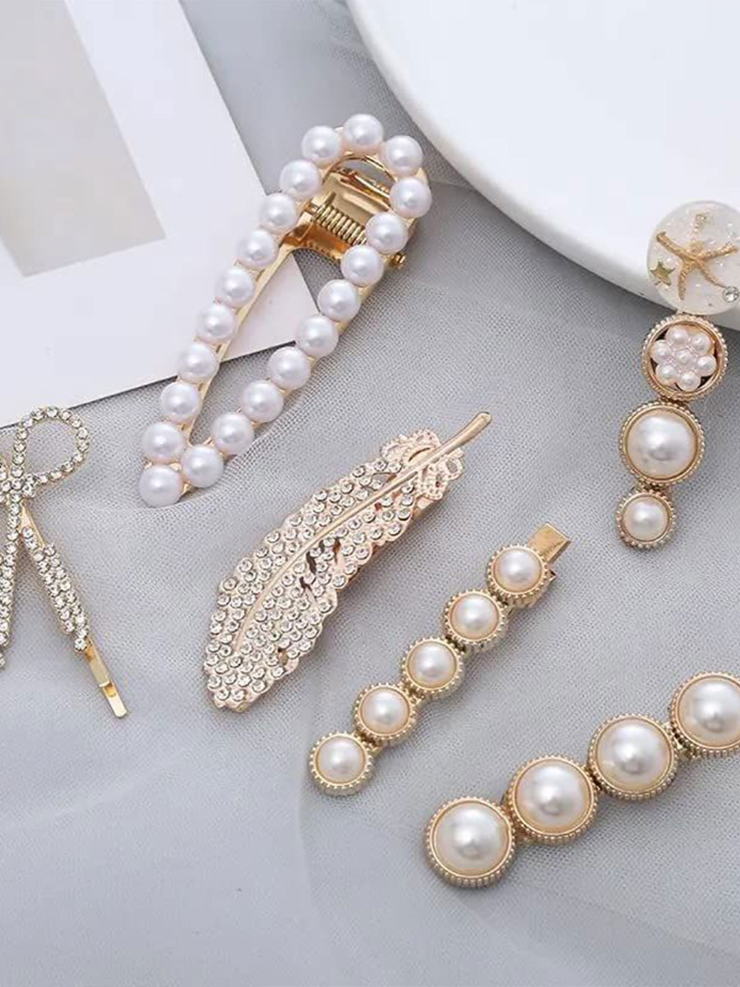 GOWRI TEX Women Set of 6 Korean Claw Clips Hair Accessory