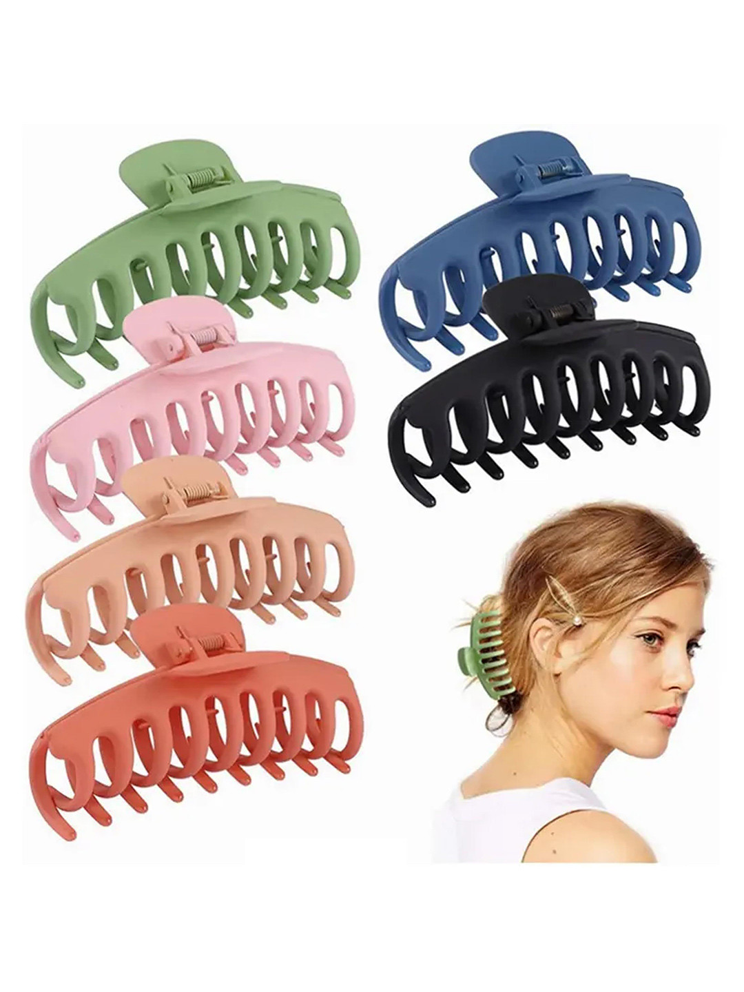 Nayakk Women Set of 6 Comb Shape Hair Dressing Matte Finish Claw Claw Clip