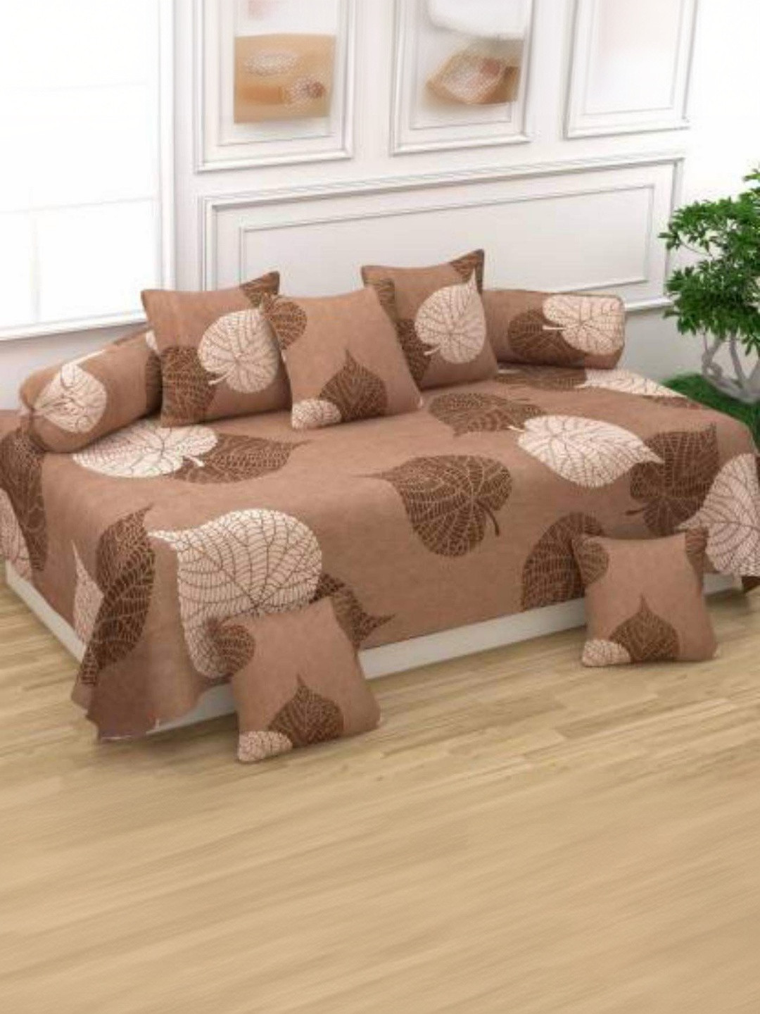 Homybees Brown 220 TC Single Bedsheet with Pillow Covers